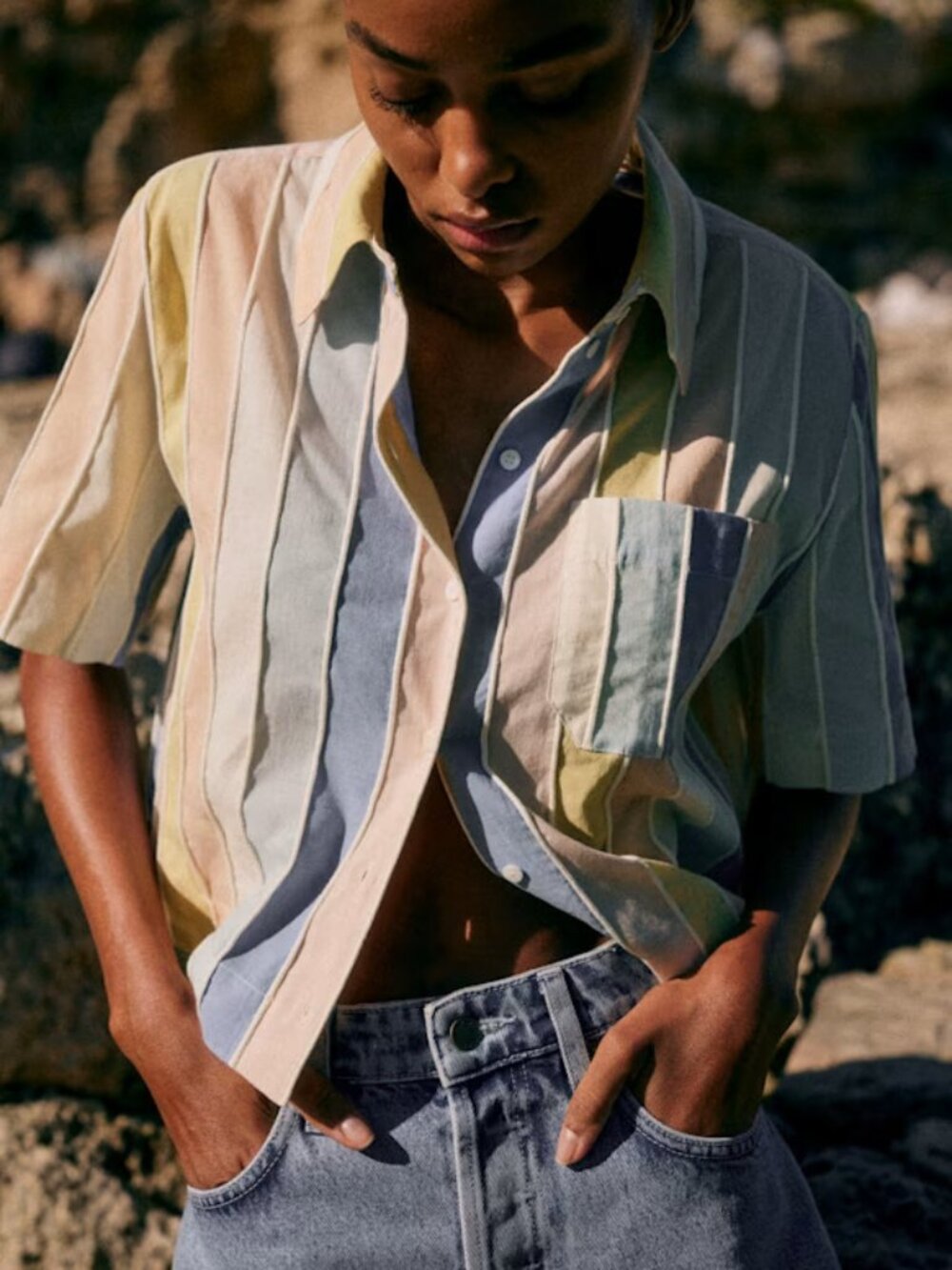 Sezane Maelline Shirt Pastel Strips